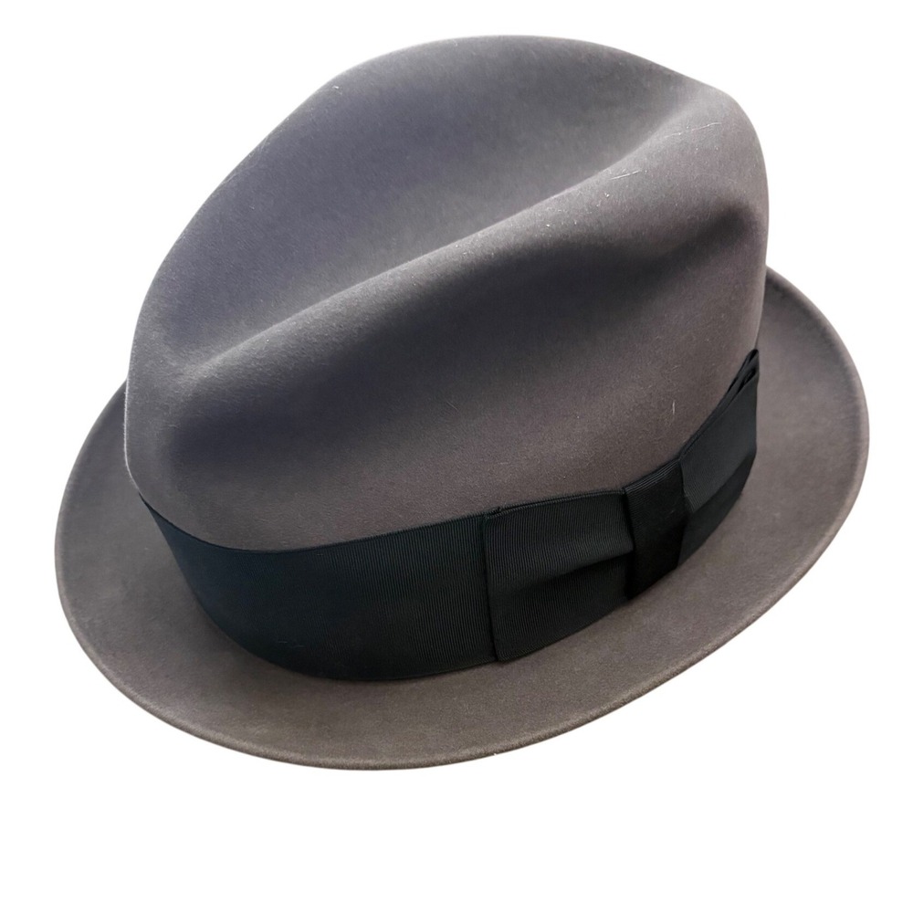 VTG 1950's Dobbs Fifth Avenue Fedora Hat Grey Felt Bachrachs Size 7 1/4 USA Made